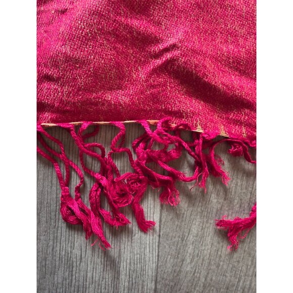 Pastmlna Red & Gold Paisley Pashmina Silk Blend Shawl Wrap Scarf Fringe 70" X 2 - Picture 5 of 7
